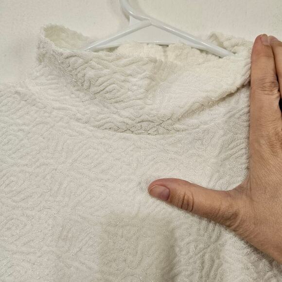 Vintage 90s Textured Turtleneck Sleeveless White Top Size 14/16W X-Large Stretch - Picture 4 of 5
